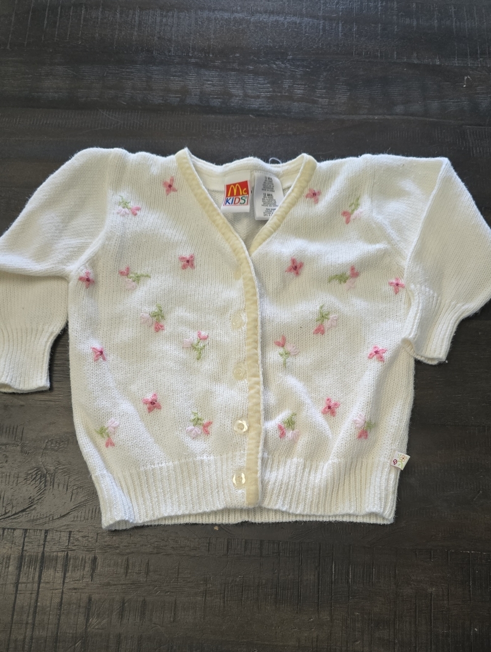 Vintage Mcdonalds Mckids Girls Button Up Cardigan. 12m. Guc